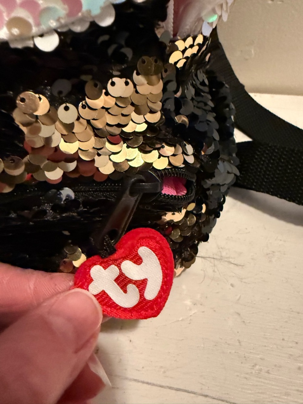 TY Fashion Flippy Sequin Backpack Bamboo The Panda Bear 10" Backpack NWOT - Picture 4 of 6